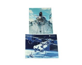 Lot of 2 Vintage Rockwell Space Station / Shuttle Photos & History. NASA / Astronaut / Photography