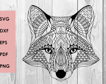 mandala fox SVG, tribal fox svg Silhouette SVG cutting file, Printable, T-shirt Design, Scrapbooking Clipart