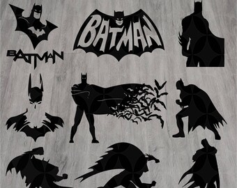 9 Batman svg, Superhero svg, Silhouette svg, Cut files, Batman svg files, Batman clipart, Eps, Dxf, Svg, Png, Instant download, Cartoon svg