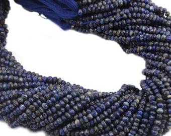 natural lapis lazuli gemstone faceted roundel rondelle beads