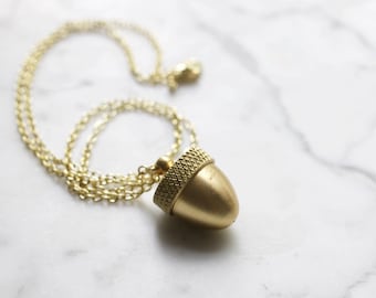 Vintage Brass Acorn Canister Necklace | Secret Stash