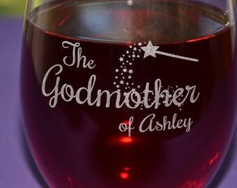 Custom Engraved Godmother/Godfather Glass, Baptism Gifts, Personalized Fairy Godmother Present, Will You Be My Godparent Christening Gifts