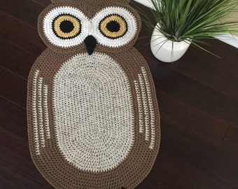 Bigger Crochet Oval Owl Rug,Owl Rug,Hand made Rug, Oval Rug,Kids Rug