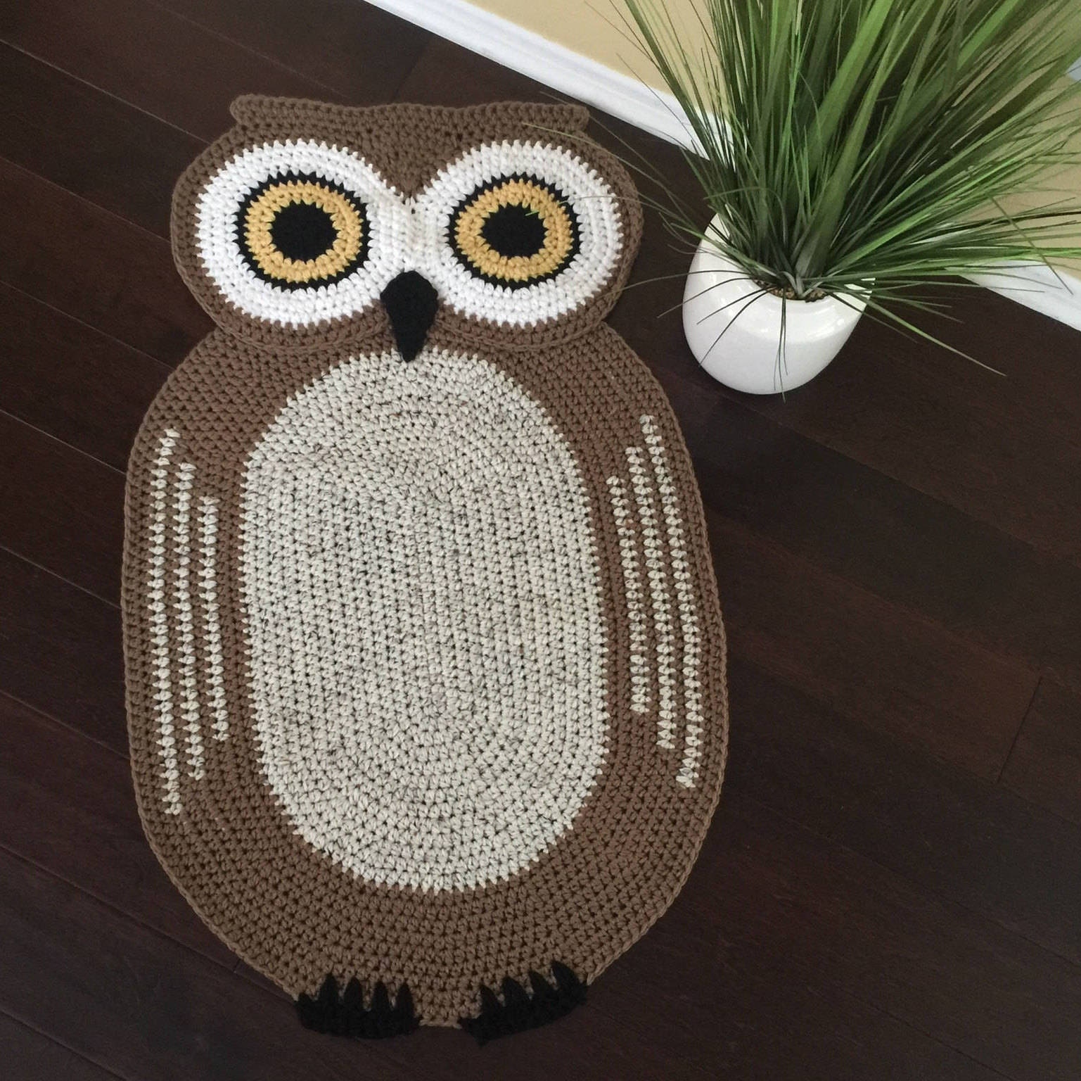 Bigger Crochet Oval Owl RugOwl RugHand made Rug Oval