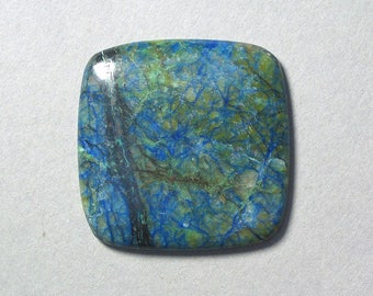 blue green AZURITE square cabochon 40X40mm designer cab
