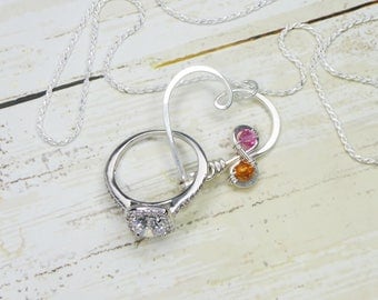 heart clasp ring holder necklace infinity birthstone wedding engagement ring holder pendant - Wedding Ring Necklace Holder heart clasp ring holder necklace infinity birthstone wedding engagement ring holder pendant - Wedding Ring Necklace Holder