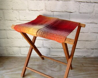 Vintage Camp Stool with New Pendleton Wool Seat