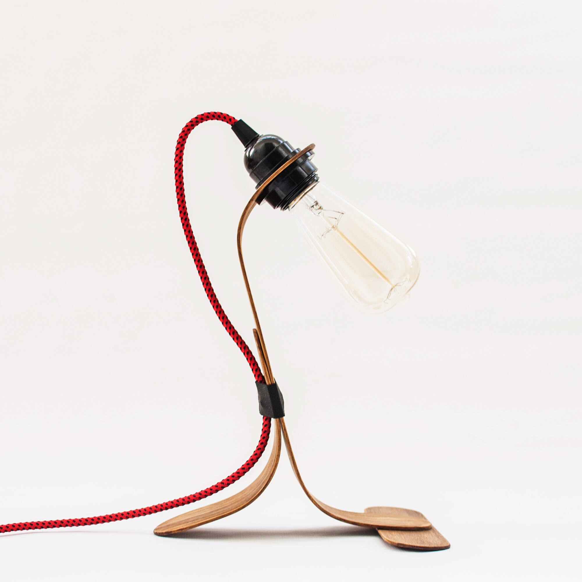 Vintage wooden table lamp rustic walnut table lamp