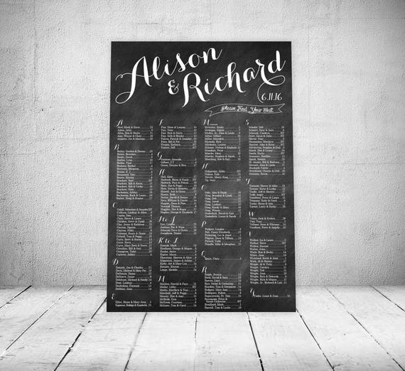 Chalkboard Wedding Seating Chart Digital File Choose Any