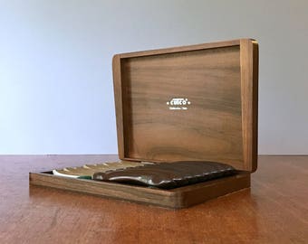 Eight Vintage Cutco Knives in Box 1058 Knife Set American Cutlery Faux Bois