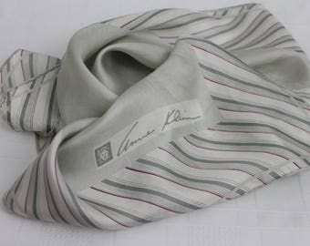 Vintage Silk Scarf Anne Klein Gray Small Pocket Square