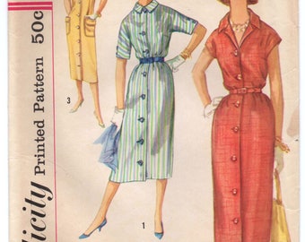 1950's Simplicity One-Piece Sheath Day Dress Pattern - Bust 34" - No. 2399