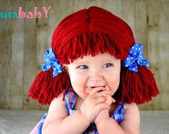 Raggedy ann wig, Baby hat, Newborn Halloween Costume, baby costume, Raggedy ann costume, girl costume, baby hats, photo prop