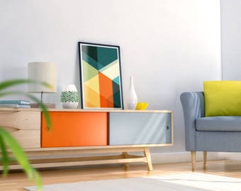 Mid Century Modern, Geometric Art, Abstract Art, Art Print Abstract, Sunrise, Dawn, Wall Art, Graphic Design, Modern Abstract Art, A3 Poster