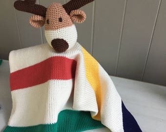 Crochet Canadian Moose Reindeer Lovey 100 % cotton