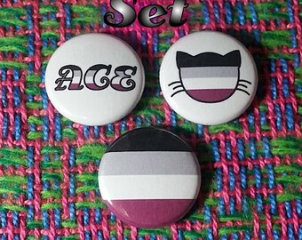 Asexual Flag Buttons - Set of 3