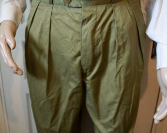 Men's khaki pants / light green vintage. 1940s style