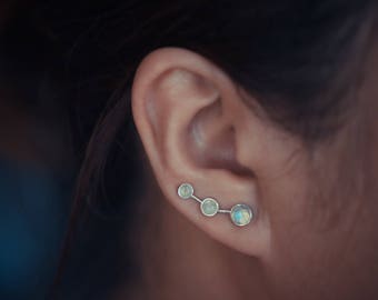 Moonstone Sterling Silver Ear Climbers