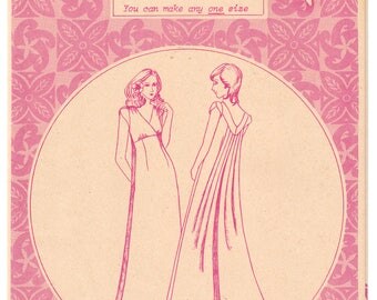 Uncut Patterns Pacifica 3079 Elegant Muumuu With Petal Cap Sleeves And Watteau Back - Size 8 12 16 Bust 31.5 34 38 - Vintage Sewing Pattern