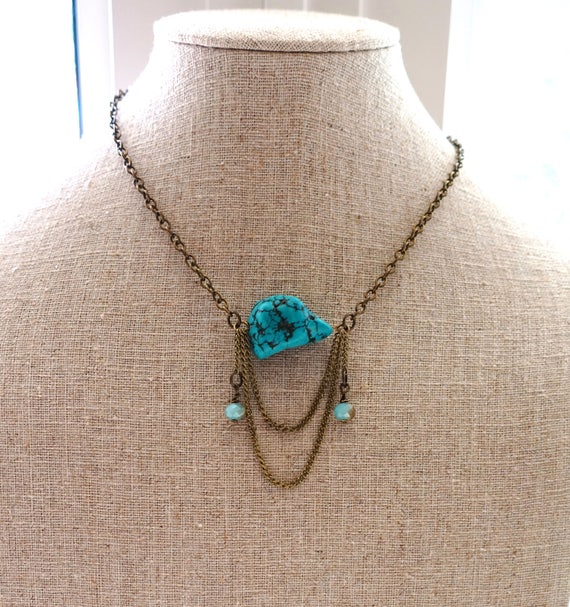 Natural Turquoise Choker Necklace Crystal Necklace Turquoise