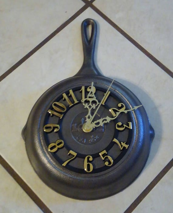 Items similar to Cast Iron Skillet Clock/Kitchen Clock/Unique Clock