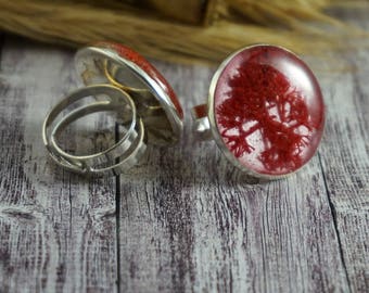Dainty ring Anniversary Gift|For|Girlfriend Silver ring Sister Gift|For|Wife Midi ring Moss jewelry Cocktail ring Natural jewelry Red ring