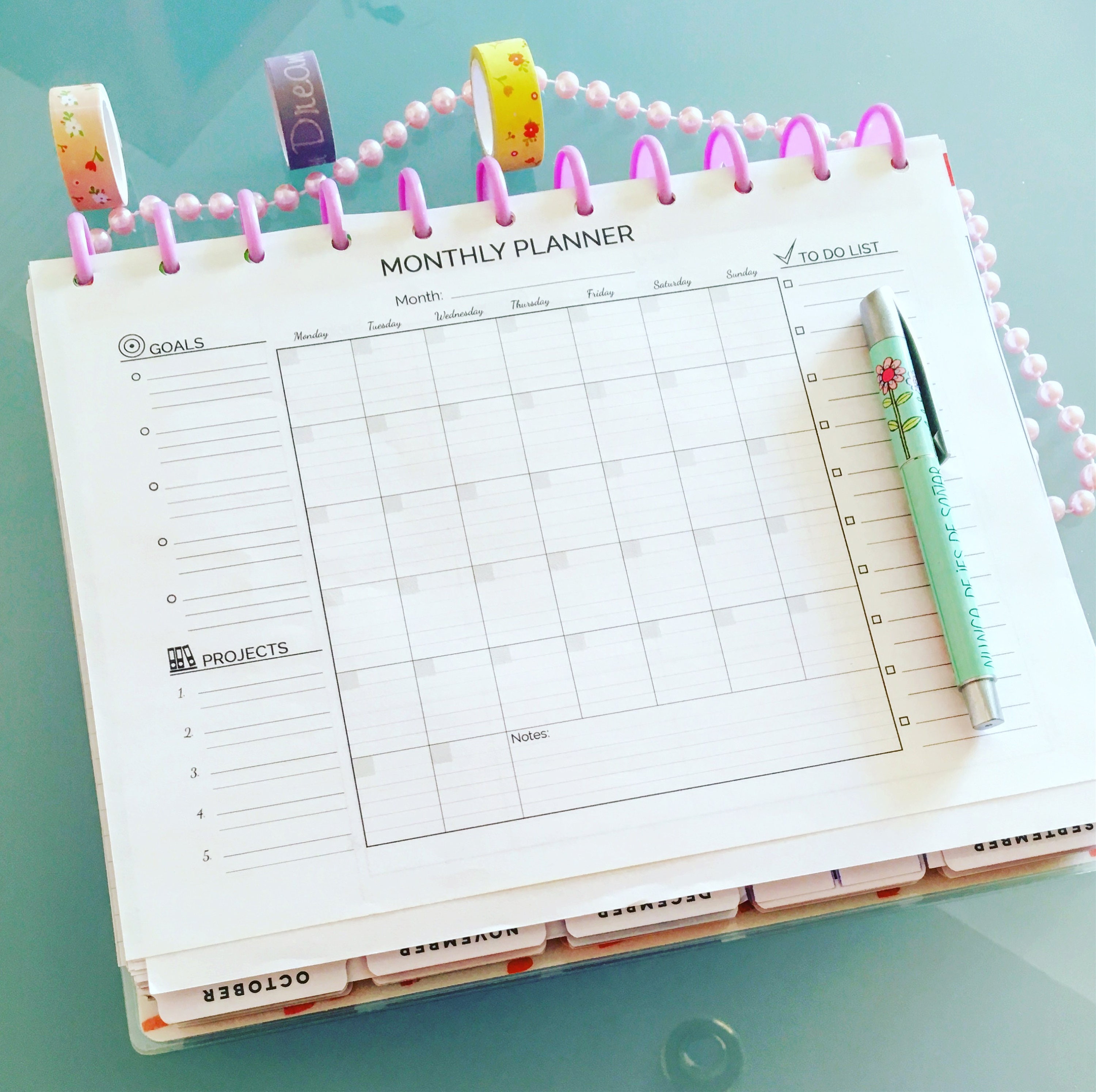 monthly planner big happy planner printable lined letter size