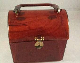Amber Lucite Lunchbox Handbag