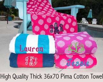 Monogrammed Beach Towel - personalized beach towel - bridesmaid gift - Graduation Gift - Bridesmaid gift - Embroidered Towel