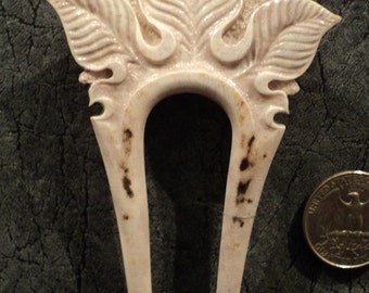 SCA Carved Antler Hair Fork -Hair accessories-Historical Costume-Bone carving-real Deer horn-Carved Antler-hair fork-handmade LARP