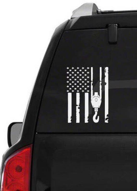 American Crane Flag Decal / Crane Operator Decal / Crane