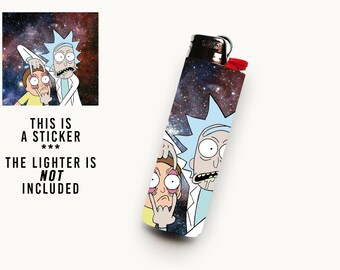RICK & MORTY • Waterproof Vinyl Lighter Sticker For BIC Lighter • Spaced Out High Trippy Cartoon