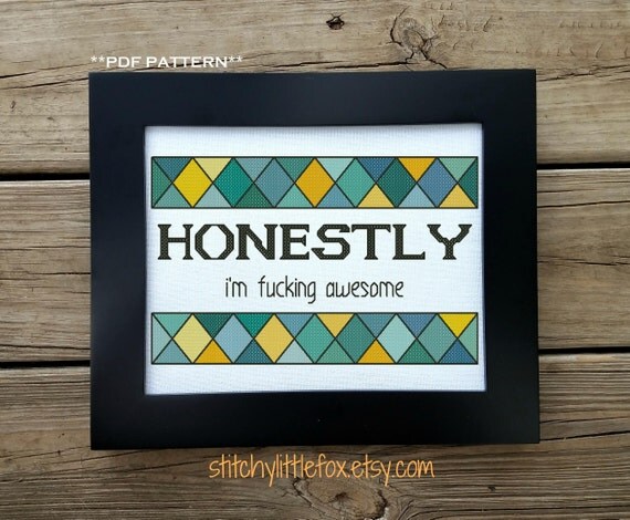 Funny cross stitch pattern adult cross stitch swear word