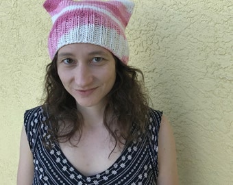 pink + white 100% cotton pussy hat : all proceeds to Planned Parenthood