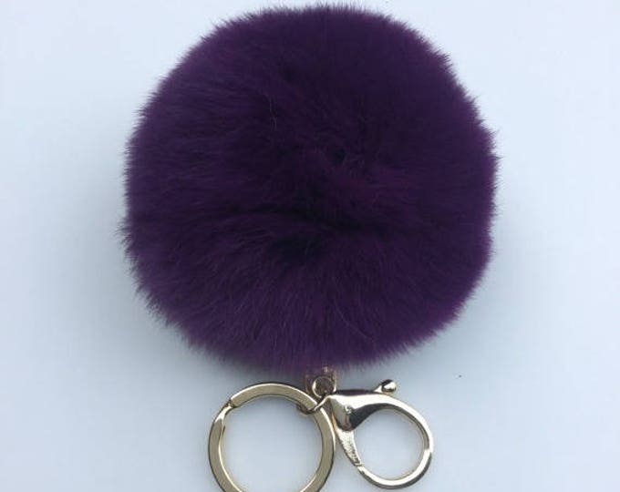 Deep Purple fur ball key chain fur bagcharm pom pom