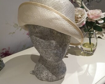 Asymmetric Straw Cloche Hat
