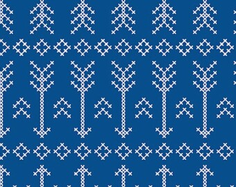 1 Yard Blue w/ White Arrows Jersey Knit