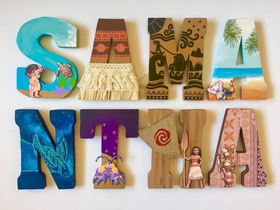 moana themed letters home decor party decorations wood letters