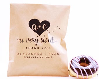 Wedding Favor Bag, Wax Lined Favor Bag, Custom Favor Bag, Popcorn Bag, Dessert Table, Donut Bag, Wedding Favor, Love is Sweet, Donut Box