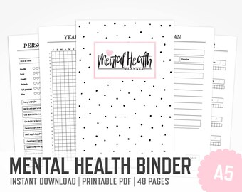 Mental Health Planner / A5 / Self Care Personal Growth Care Habit Tracker Printable Happy Life Planner Mood Log / INSTANT DOWNLOAD