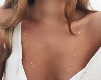 Gold Bralette Chain / Gold Chain / Delicate Body Chain / Dainty Bralette /14 KT Gold Fill / Body Jewelry / Gold Filled