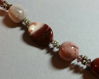 Mookaite Gemstones and Crystal Stethoscope ID Jewelry Bling