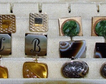 Retro Cufflinks N More Tie Pins n Clasps with Case