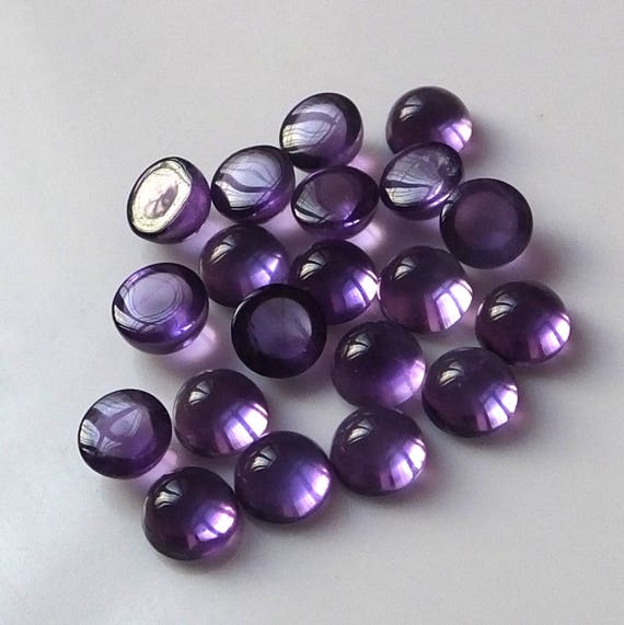 20 Pieces 5X5 MM Round Cut Natural African Purple Amethyst Cabochon Gemstone Lot