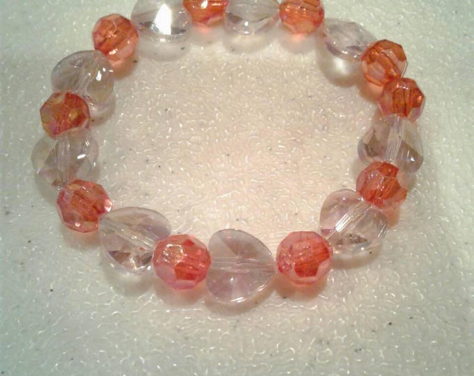 Pinkish Red Crystal Beaded Bracelet