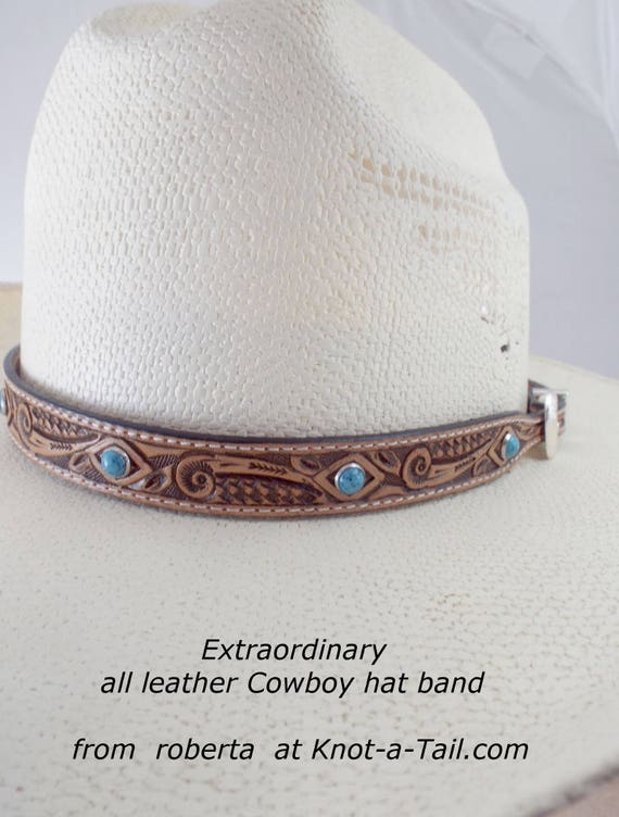 Leather hat band/ Cowboy hat band / handcraved leather hat
