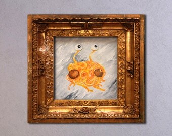 Flying Spaghetti Monster Painting , Original FSM Painting , FSM art, Pastafarian painting, Flying spagetti monster painting, atheist art