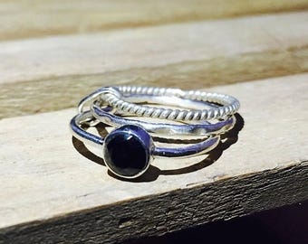 On Sale Natural Black Onyx Ring - 925 Sterling Silver Gemstone Ring - Wedding Ring - Handmade Stacking Ring