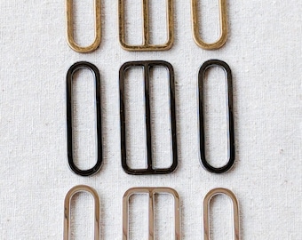 Set of 5cm(2") Oval Rings and Slider. 3 Nickel Free Finishes- Silver, Gunmetal and Antique Brass. Aussie Seller