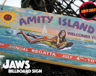 Cartellone di fronte-retro 'Amity Island/spiaggia chiusa' ganasce segno